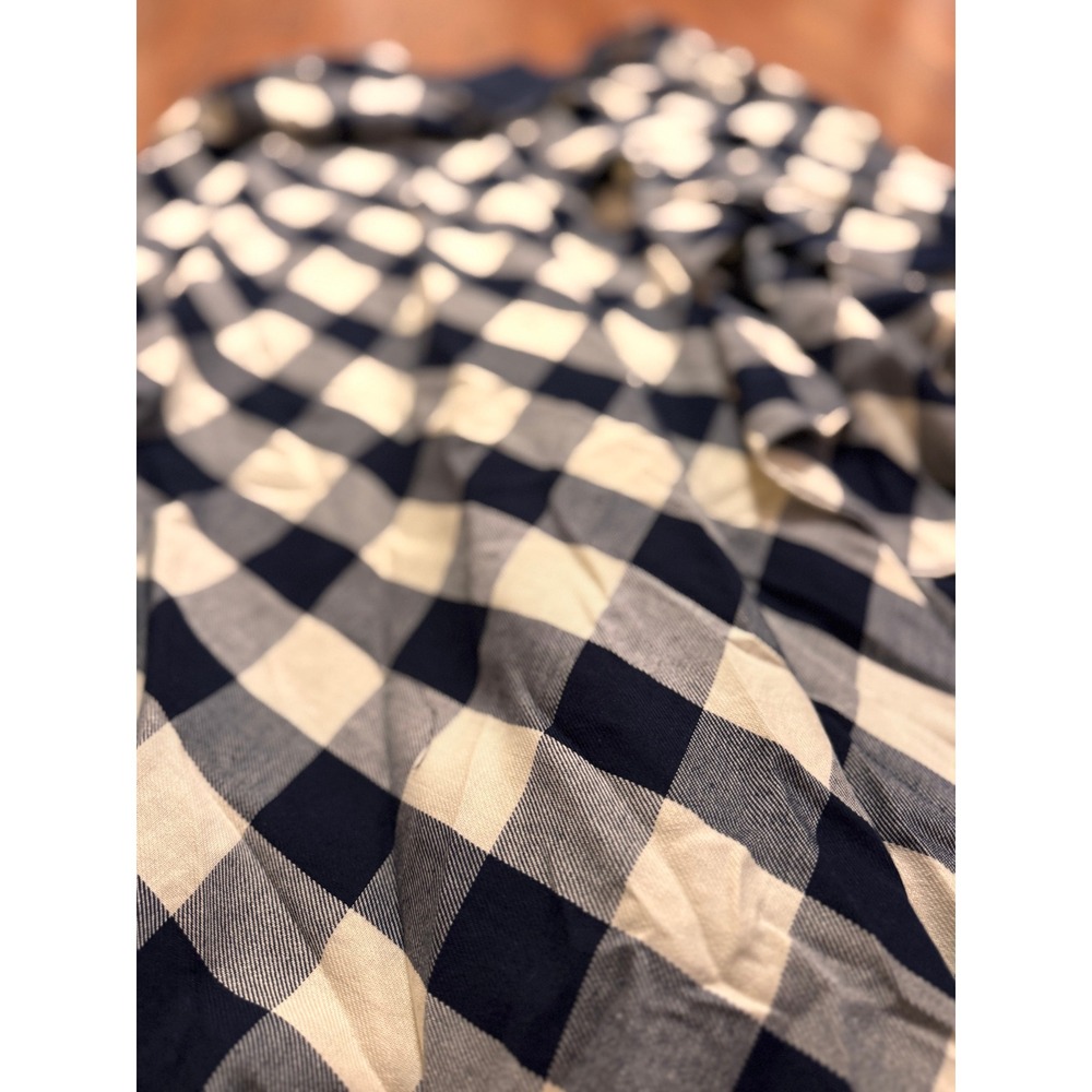 Lauren Ralph Lauren Navy Cream Buffalo Plaid Ruffle Midi Skirt Cotton Women's 12 - Picture 4 of 7
